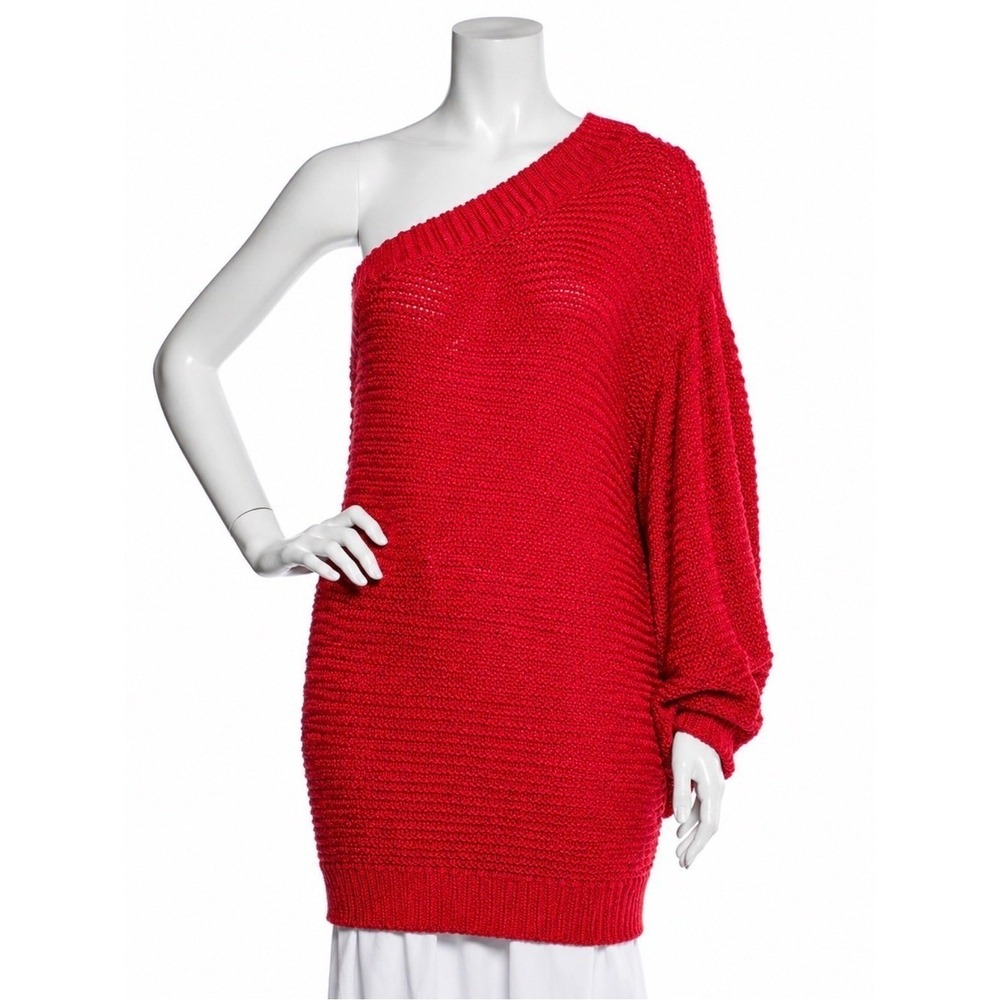 STELLA MCCARTNEY Red Chunky Knit Tunic Sweater Dress Balloon Sleeve | IT 38 | S